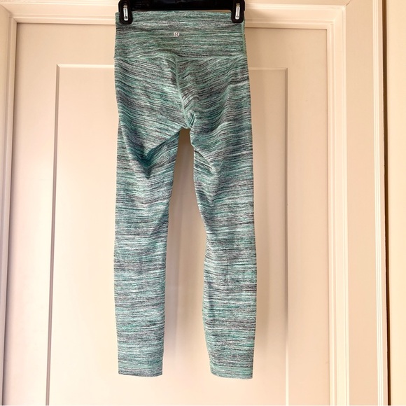 Lululemon Wunder Under Crop Hi-Rise Space Dye Camo Alberta Lake Fresh Teal sz 4 - Picture 4 of 6